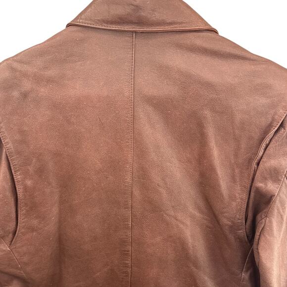 Midwest International Vintage Brown Leather 2 Button Sport Coat Blazer Men 40 R - Picture 5 of 10